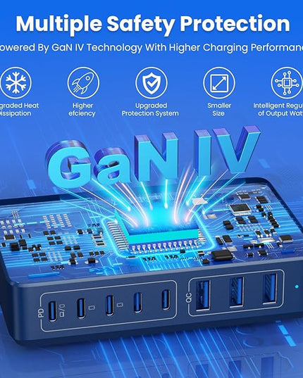 USB C Charger 300W USB C Charger Block 8-Ports GaN IV Fast Charging Station,PD 100W Laptop Charging Hub Wall Charge Adapter Compatible with MacBook/Air,DELL,Steam Desk,iPhone 16/15/14,Galaxy