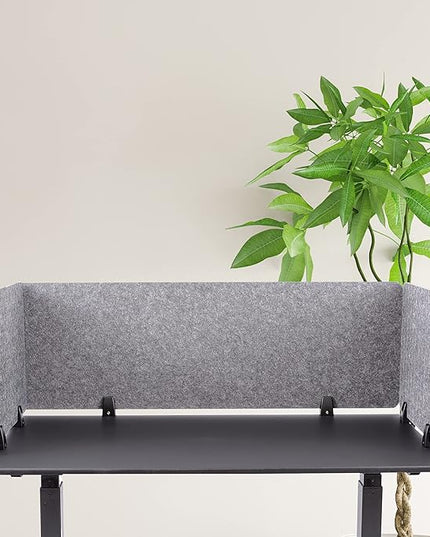 ReFocus™ Raw Clamp-On Acoustic Desk Divider – Reduce Noise and Visual Distractions with This Lightweight Desk Mounted Privacy Panel (Castle Gray, 47.25" x 16", 23.6" x 16", & 23.6" x 16")