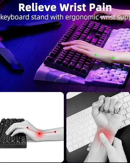 Ospelelf Computer Keyboard Stand Tilt with Wrist Rest, Comfy Ergonomic Keyboard Riser Holder for Desktop