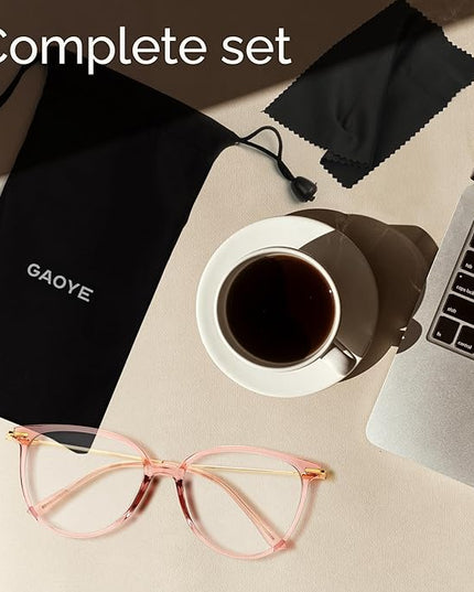Gaoye Blue Light Blocking Glasses - Trending Round TR90 Frames, Metal Arms, UV400 Protection - Matching Soft Case