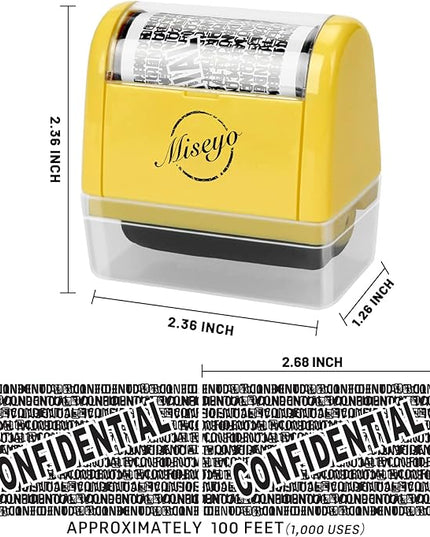 Miseyo Identity Theft Protection Roller Stamp Set - Yellow (6 Refill Ink Incleded)