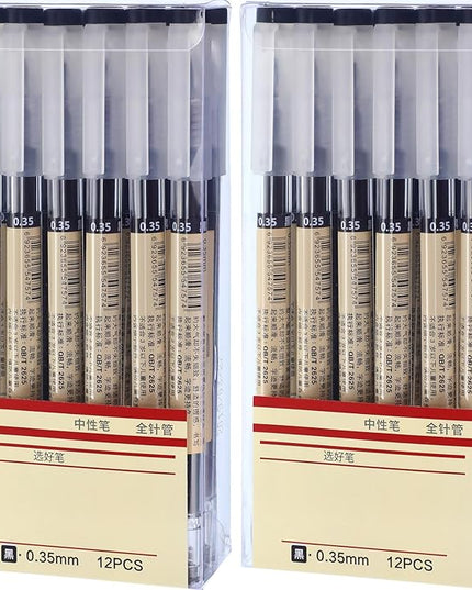 Chinco 24 Pieces 0.35 mm Black Gel Ink Pen Japanese Stationery Extra Fine Chinese Ballpoint Pen for Office School Korean Stationery Supply