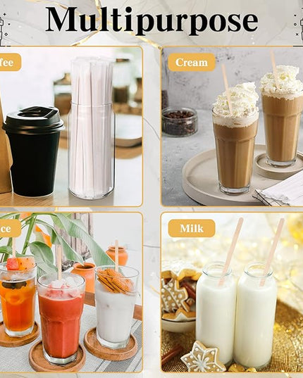 3000 Pcs Individually Wrapped Wooden Coffee Stirrers, Disposable Coffee Stir Sticks Round End Sticks Bulk Wood Stirrers for Cocktail Hot Drinks Restaurant Bar Home Office (7 Inch)
