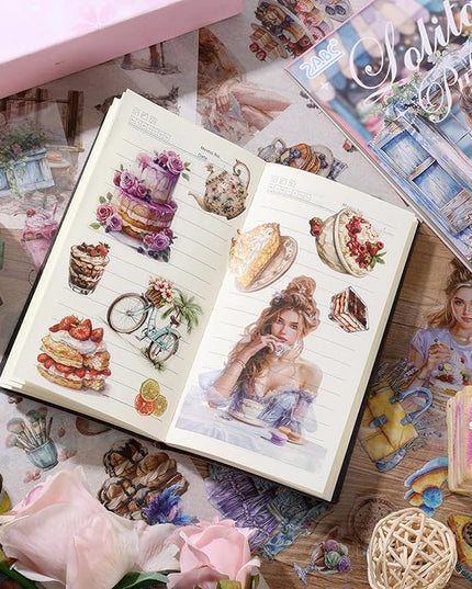 Auguro Scrapbooking Stickers 20 Sheets Pre-Cut 200 washi Stickers PET People Sticker Books for journaling Scrapbook Supplies Transparent Journal Sticker