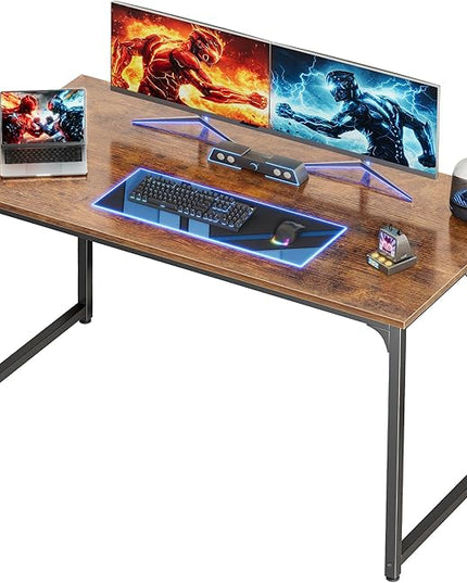 PRAISUN 47 X 24 Inch Computer Desk with Deeper Desktop, Gaming Office Writing Work Desk for Home Office, Study, Bedroom, Work from Home, Metal Frame, Rustic Brown