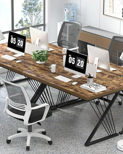 FOLUBAN Home Office Desk, Modern Wood and Metal Computer Desk, Simple Writing Work PC Desks for Bedroom, Industrial Study Gaming Table for Living Room, Rustic Brown, 53 Inch