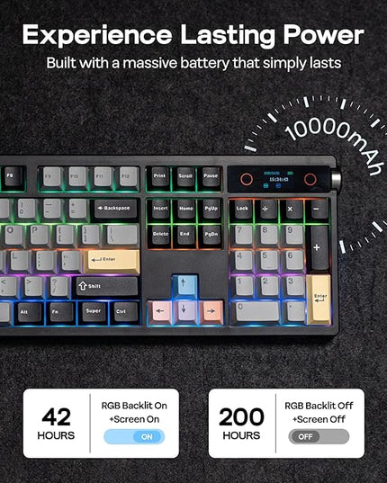 EPOMAKER TH108 PRO Full Size Mechanical Keyboard with Screen & Knob, Wireless Gaming Keyboard with 10000mAh, Creamy Gasket, Hot Swap, Custom Driver, RGB Backlight (Black, Creamy Jade)