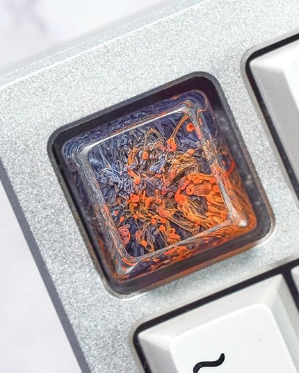 Ocean Coral Artisan Keycap Black and Red Coral Reef R1 OEM Profile Custom Keycaps 1U ESC Handmade Gaming Resin Key Cap Cherry MX Switch Compatible Mechanical Keyboard Lover Gift