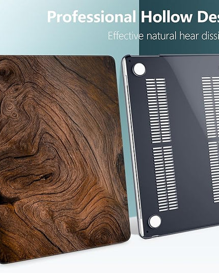 DONGKE for M4 MacBook Air 13.6 Inch Case 2025 2024 2023 2022 Model A3240 A3113 A2681 M3 M2 Chip, Plastic Hard Shell Case Cover with Touch ID for MacBook Air 13 Inch M4 - Wood Grain