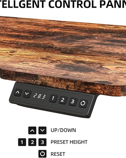 59 Inch L Shaped Standing Desk with Shelves and Keyboard, Electric Corner Standing Desk Adjustable Height, Sit Stand Computer Table with Reversiable Splice Board，Rustic Brown