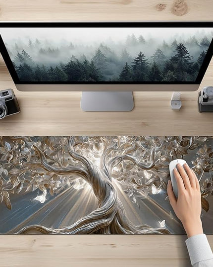 Mouse Pad Gaming Mousepad 31.5 x 11.8 Inch Desk Mat Large Keyboard Pad for Home and Office Desk Accessories Setups with Radiant Tree Artwork and Smooth Diatomite XL Mouse Mat