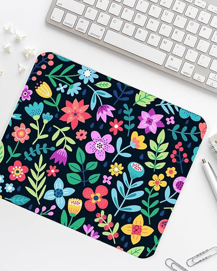 Flower Square Mouse Pad,Non-Slip Rubber Base Mouse Pad,Home Office Decoration Desktop Accessory,Laptop Mouse Pad for Office Laptops,9.4x7.8x0.12inch 9