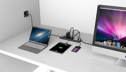 Power Strip Surge Protector by Artix NRGPower C500, Aluminum with Scratch-Proof Rubber Protective Outlets, 4 Outlets and 4 USB Ports, iSmart Technology Charging Station (Black & Gray)
