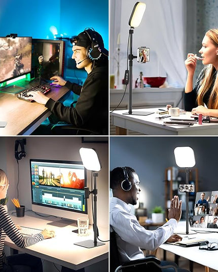 Video Conference Lighting, 180 LED Video Light with 3 Color & 5 Brightness & Timmer for Video Recording, Webcam Light Phone Holder for Laptop Computer Online Meeting, Video Calls, Live Streaming