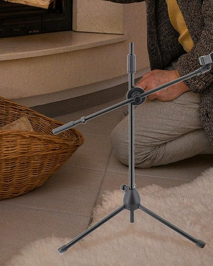 BESPORTBLE Metal Microphone Boom Arm with Dual Mic Clip and Spring Clamp, 350Mm Adjustable Desk Mic Stand Arm for Live Streaming and Recording