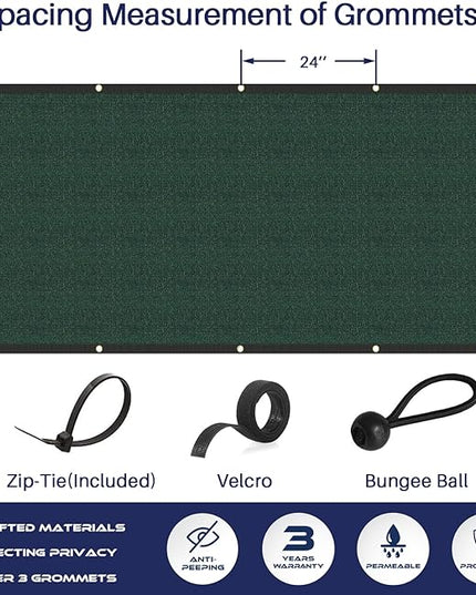 Windscreen4less Privacy Fence Screen Heavy Duty Windscreen Fencing Mesh Fabric Shade Net Cover with Brass Grommtes for Outdoor Wall Garden Yard Pool Deck, 6'x35' Green