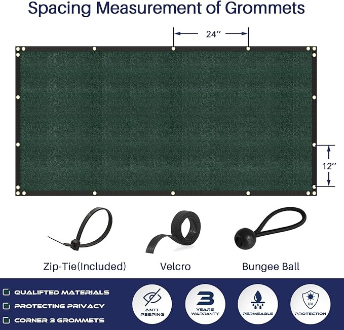 Windscreen4less Privacy Fence Screen Heavy Duty Windscreen Fencing Mesh Fabric Shade Net Cover with Brass Grommtes for Outdoor Wall Garden Yard Pool Deck, 6'x276' Green