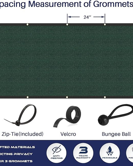 Windscreen4less Privacy Fence Screen Heavy Duty Windscreen Fencing Mesh Fabric Shade Net Cover with Brass Grommtes for Outdoor Wall Garden Yard Pool Deck, 6'x163' Green