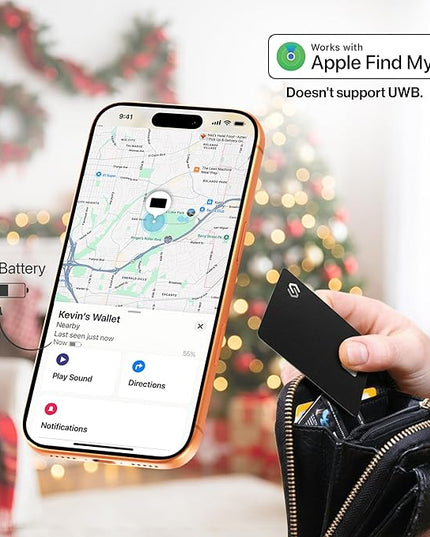 SPOTMINDERS Apple MFi Certified Credit Card Wallet Tracker PRO 4-Pack (iOS Only) Works with Apple Find My Rechargeable Tracking Card for Wallet IP68 0.07in Slim iPhone Item Finder for Luggage or Purse