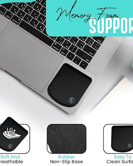 KOVEHN Ultra-Thin Portable Laptop Wrist Rest Pads (Onyx Black)