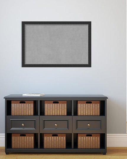 Amanti Art Black Framed Magnetic Board 23x35 Large Vision Board for use with Magnets, 100% Metal Sheet to Display Items as Office Decor or for Home Organization in mudroom, Kitchen or Kids Room