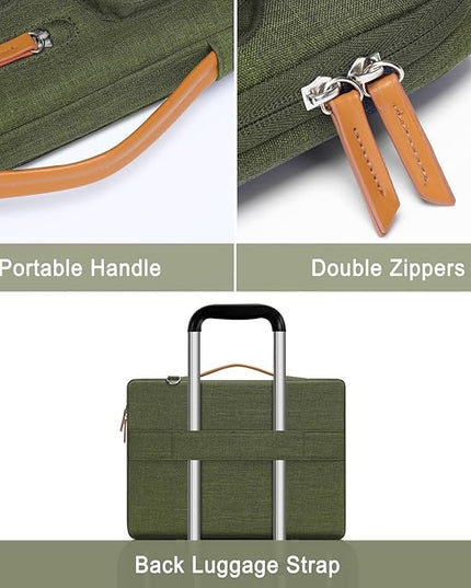 MOSISO 360 Protective Laptop Shoulder Bag,17-17.3 inch Computer Bag Compatible with MacBook, HP, Dell, Lenovo, Asus Notebook,Side Open Messenger Bag with 4 Zipper Pockets&Handle, Olive Green