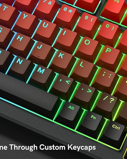 PBT Key caps, Double Shot Shine Through Custom Keycaps, Gradient Keycaps Cherry Profile, Minimalist Style Keyboard Keycap for Mechanical Keyboard (red)