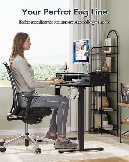 Homall Electric Standing Desk with 2 Drawers, Adjustable Height Computer Desk with Monitor Shelf Sit Stand Table with Splice Board Quick Install for Home Office (Black, 48 Inch)