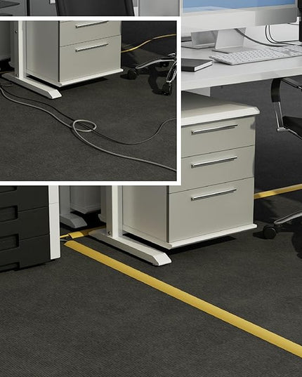 D-Line 6ft Floor Cord Cover, Floor Cable Protector, Extension Cord Cover, Protect Wires & Prevent Cable Trips, Cable Management Solution - Cord Cavity = 0.63" (W) x 0.31" (H) - Safety Yellow