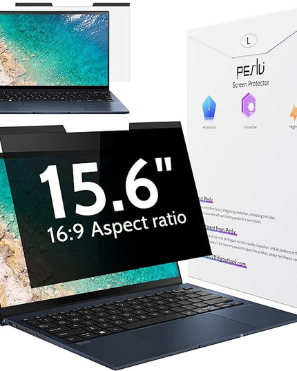 Peslv Magnetic Laptop Privacy Screen 15.6 inch for 16:9 Computer Monitor, 15" Removable Anti Glare Protector Blue Light Filter Shield Compatible with Lenovo Hp Dell Acer Asus Thinkpad Envy Xps