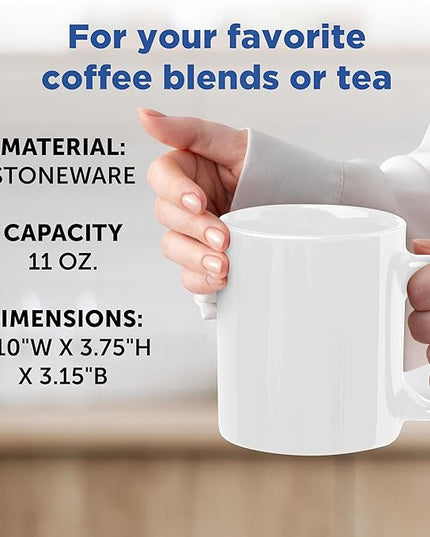 DISCOUNT PROMOS Ceramic Coffee Mugs 11 oz. Set of 10, Bulk Pack - Coffee cup set, Iced coffee cup, Gaming mug - White