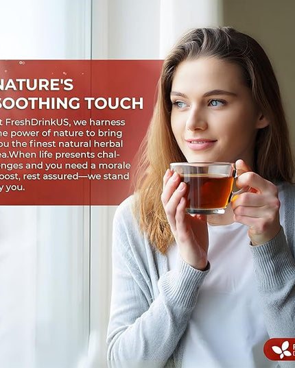 FreshDrinkUS, Premium Colon Cleanse Tea – 60 Tea Bags – Rhubarb Root & Hawthorn Berry with Senna, Lotus Leaf, Valerian Root & Psyllium Husk – Herbal Blend, Caffeine-Free. Vegan