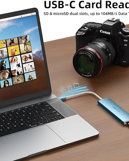 WALNEW 7 in 1 USB-C Hub with 4K HDMI,100W PD,5Gbps Data Port(1 Type-C & 2 USB 3.0),SD/TF Reader, Thunderbolt 4 Dock Multiport Adapter for MacBook Pro Air,Mac,iPad 10/Mini 6,Surface (Blue)