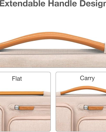 MOSISO 360 Protective Laptop Case 15 inch, 15 inch Laptop Sleeve Compatible with MacBook Air M4 M3 M2 2025 2024 2023, Dell XPS Plus, Side Open Carrying Case with 4 Zipper Pockets&Handle, Khaki