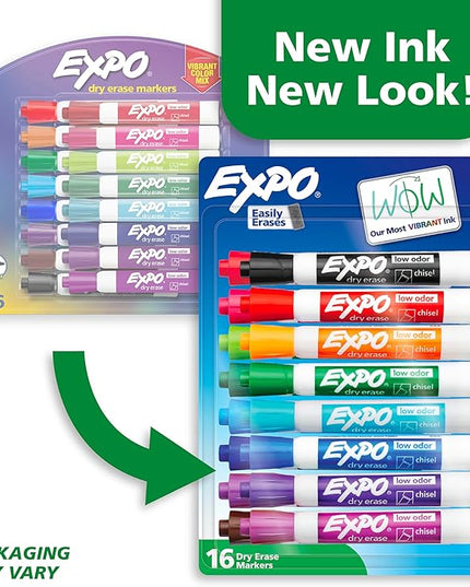 Expo Low Odor Dry Erase Markers Assorted Colors Chisel Tip - Pack of 16
