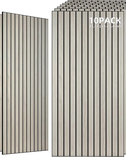 TO-TH Wood-Look Acoustic Wall Panels, 10 Pack 47.2” x 23.6” Sound Panels, Decorative Wood Panels for Wall Sound Dampening Panels for Home, Office, Basement, Natural Oak with Mitered Edges