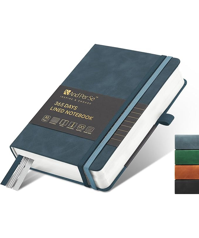 &And Per Se Lined Journal Notebook, 365 Pages, A5, 5.7'' x 8'' 100GSM Thick Paper, Journals for Writing, Hardcover Notebooks for Women Men (Blue)