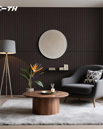 TO-TH Wood-Look Sound Panels, 4 Pack 47.2” x 23.6” Soundproof Wall Panels, Decorative Acoustic Panels,Wood Panels for Wall for Home, Office, Basement, Ebony