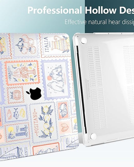 DONGKE Compatible with MacBook Pro 13 inch Case 2024 2023-2020 Release A2338 M2/M1 A2251 A2289 with Retina Display & Touch ID, Plastic Hard Shell & Keyboard Cover & Screen Film - Italy Stamp