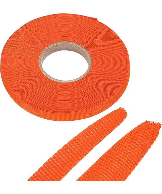 MECCANIXITY Braided Cable Sleeves Heat Shrinkable Fabric Sleeving, 5/16" 60ft Orange 2:1 Ratio Heat Shrinkable Cord Protector for Harness Cable, Network Cable Protection, Cable Management