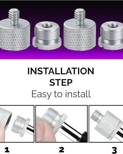 IXTECH Mic Stand Adapter Set 8 pieces Metal Microphone Stand Screw Thread Adapter 5/8 Female to 3/8 Male 3/8 Female to 5/8 Male 5/8 Female to 1/4 Male 1/4 Female to 5/8 Male Tripod Adapter ADP03 Slvr
