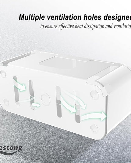 Power Strip Cover Box - Hide Power Strip for TVs and Computers, Electrically Safe Cord Organizer Box, Cord Box Crafted from Durable ABS Material (2pack,White)