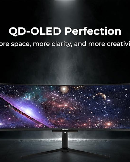 Deco Gear 49-inch QD-OLED Curved Gaming Monitor, 240Hz, 5120x1440 DQHD, Black, 32:9 Ultrawide Display, HDR400, 0.03ms Response, USB-C 90W, KVM Switch