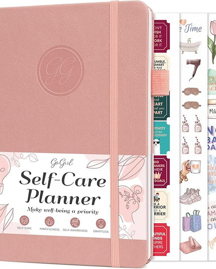 GoGirl Self-care Journal – Daily Mental Health Notebook with Mood & Wellness Trackers – Personal Development, Meditation & Reflection Journal for Women – Hardcover, Lasts 3 Months (Powder Rose)