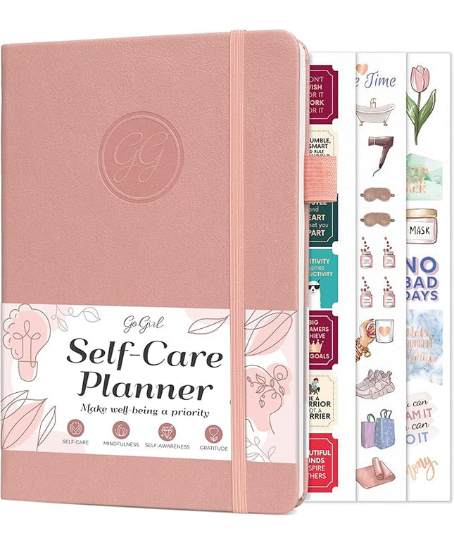 GoGirl Self-care Journal – Daily Mental Health Notebook with Mood & Wellness Trackers – Personal Development, Meditation & Reflection Journal for Women – Hardcover, Lasts 3 Months (Powder Rose)