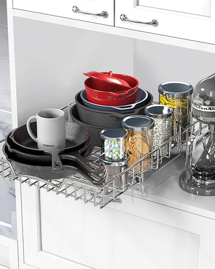 Simple Houseware Under Cabinet Pull Out Sliding Shelf Drawer Organizer, 21" D x 14" W
