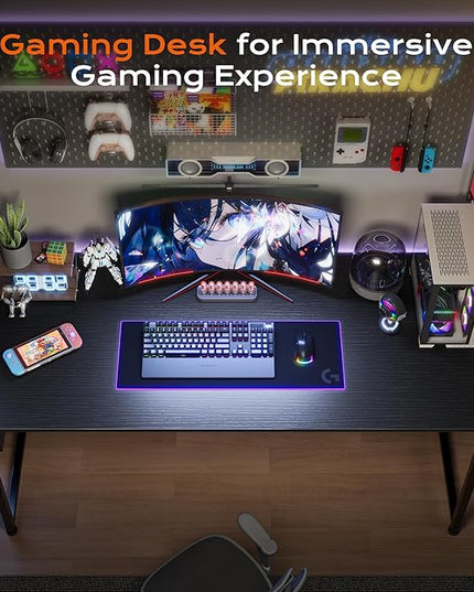 PRAISUN 47 X 24 Inch Computer Desk with Deeper Desktop, Gaming Office Writing Work Desk for Home Office, Study, Bedroom, Work from Home, Metal Frame, Black