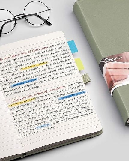 EMSHOI Notebook College Ruled - 256 Numbered Pages, 120 Gsm Thick Paper, A5 Hardcover Leather Lined Journal for Men & Women Work School Journaling Writing Diary 5.7" X 8.3"(Green)