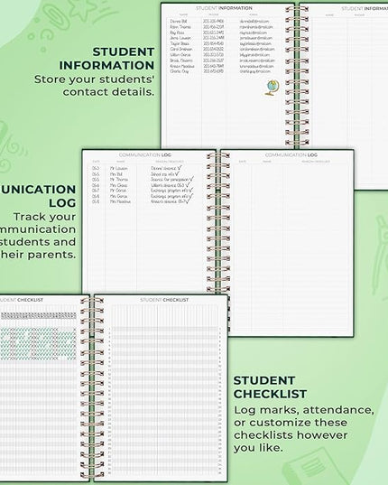 Clever Fox Teacher Planner Spiral – School Year Planner with Calendars & Lesson Plans – Teacher Plan Book for Classroom & Homeschool Organization - Undated, 7.9x10″ (Dark Green)