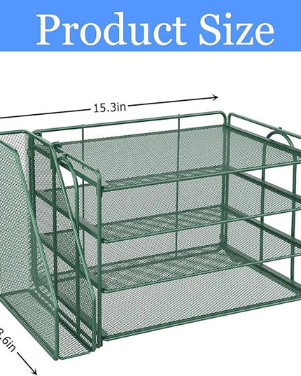 gianotter 4-Tier Paper Organizer With Magazine Holder, Desk Organizers and Accessories, Desk Accessories & Workspace Organizers, File Organizer for Office Supplies Storag (Green, 4-Tier)
